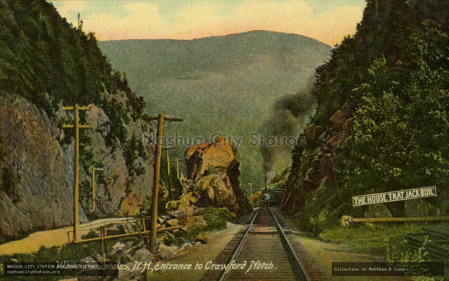 Postcard: White Mountains, New Hampshire, Entrance to Crawford Notch